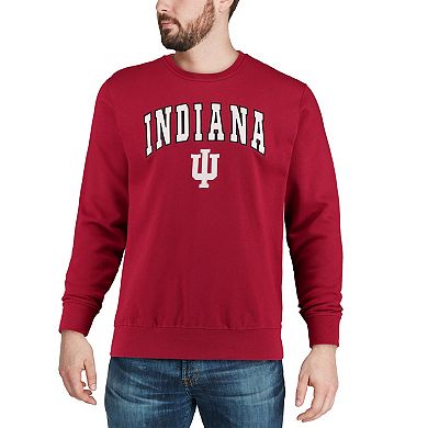 Men's Colosseum Crimson Indiana Hoosiers Arch & Logo Crew Neck Sweatshirt