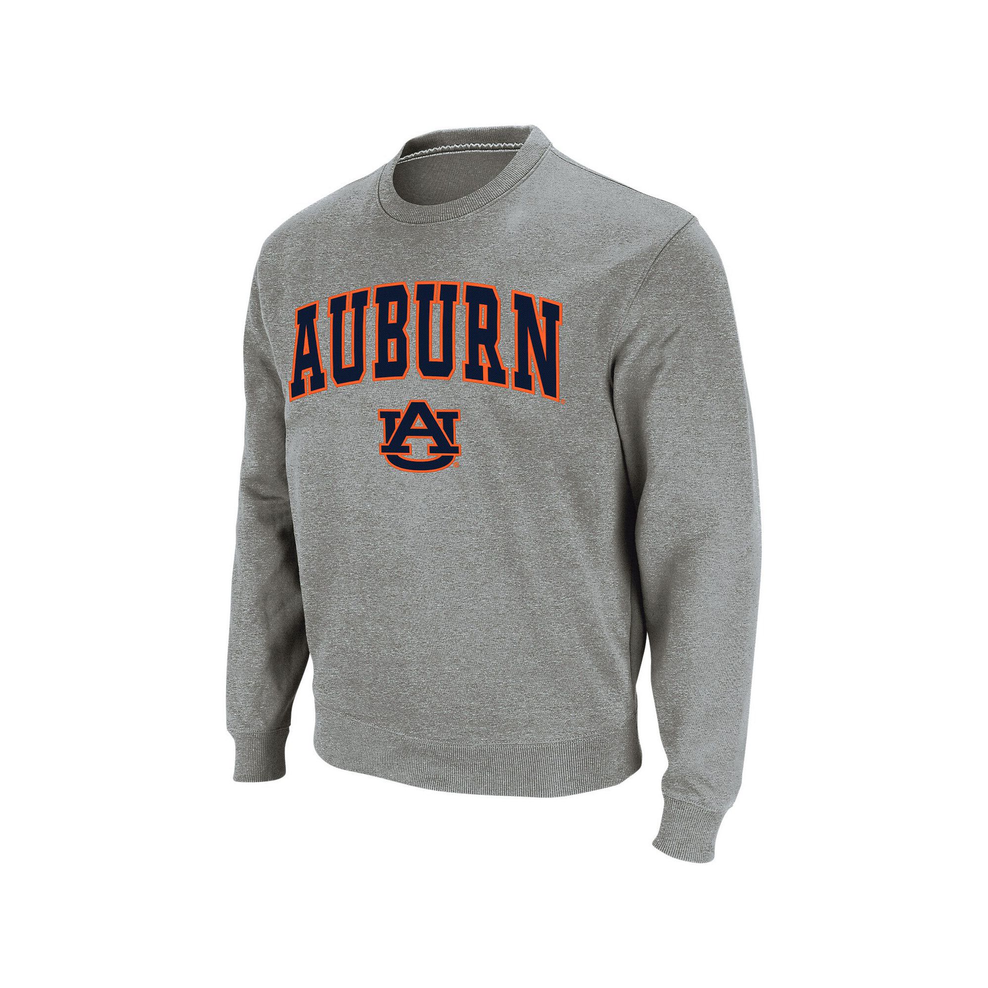 Mens Colosseum Heathered Gray Auburn Tigers Arch & Logo Crew Neck Sweatshi