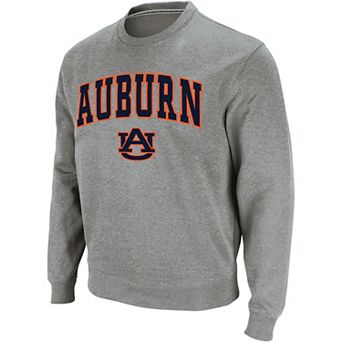 Men's Colosseum Heathered Gray Auburn Tigers Arch & Logo Crew Neck Sweatshirt
