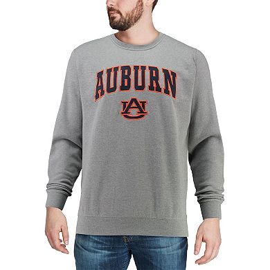 Men's Colosseum Heathered Gray Auburn Tigers Arch & Logo Crew Neck Sweatshirt