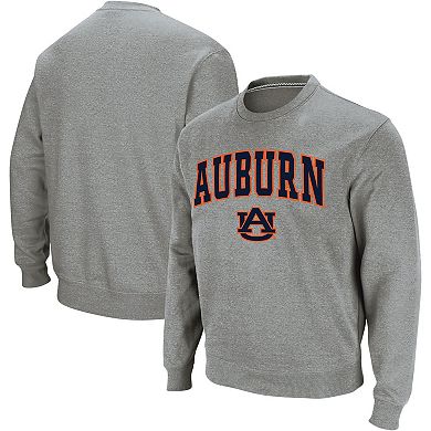 Men's Colosseum Heathered Gray Auburn Tigers Arch & Logo Crew Neck Sweatshirt