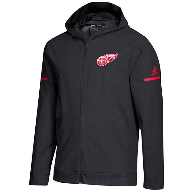 Men s adidas Black Detroit Red Wings Squad Woven Full Zip Hoodie