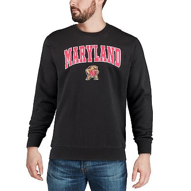 Men's Colosseum Black Maryland Terrapins Arch & Logo Crew Neck Sweatshirt