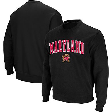 Men's Colosseum Black Maryland Terrapins Arch & Logo Crew Neck Sweatshirt