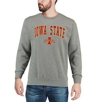 Men's Colosseum Heather Gray Iowa State Cyclones Arch & Logo Crew Neck Sweatshirt