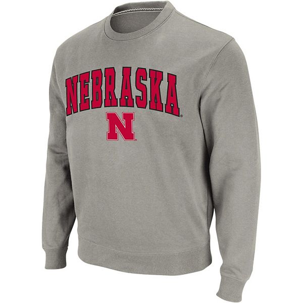 Men's Colosseum Heather Gray Nebraska Huskers Arch & Logo Crew Neck ...