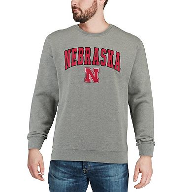 Men's Colosseum Heather Gray Nebraska Huskers Arch & Logo Crew Neck ...