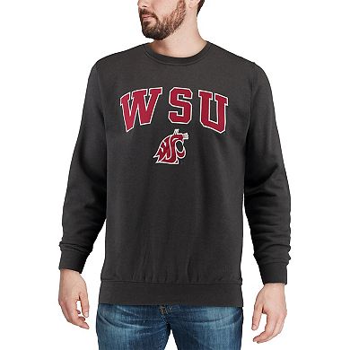 Men's Colosseum Charcoal Washington State Cougars Arch & Logo Crew Neck Sweatshirt