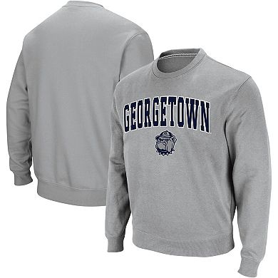 Men's Colosseum Gray Georgetown Hoyas Arch & Logo Crew Neck Sweatshirt