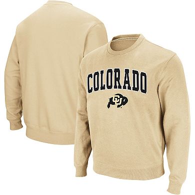 Men's Colosseum Gold Colorado Buffaloes Arch & Logo Crew Neck Sweatshirt
