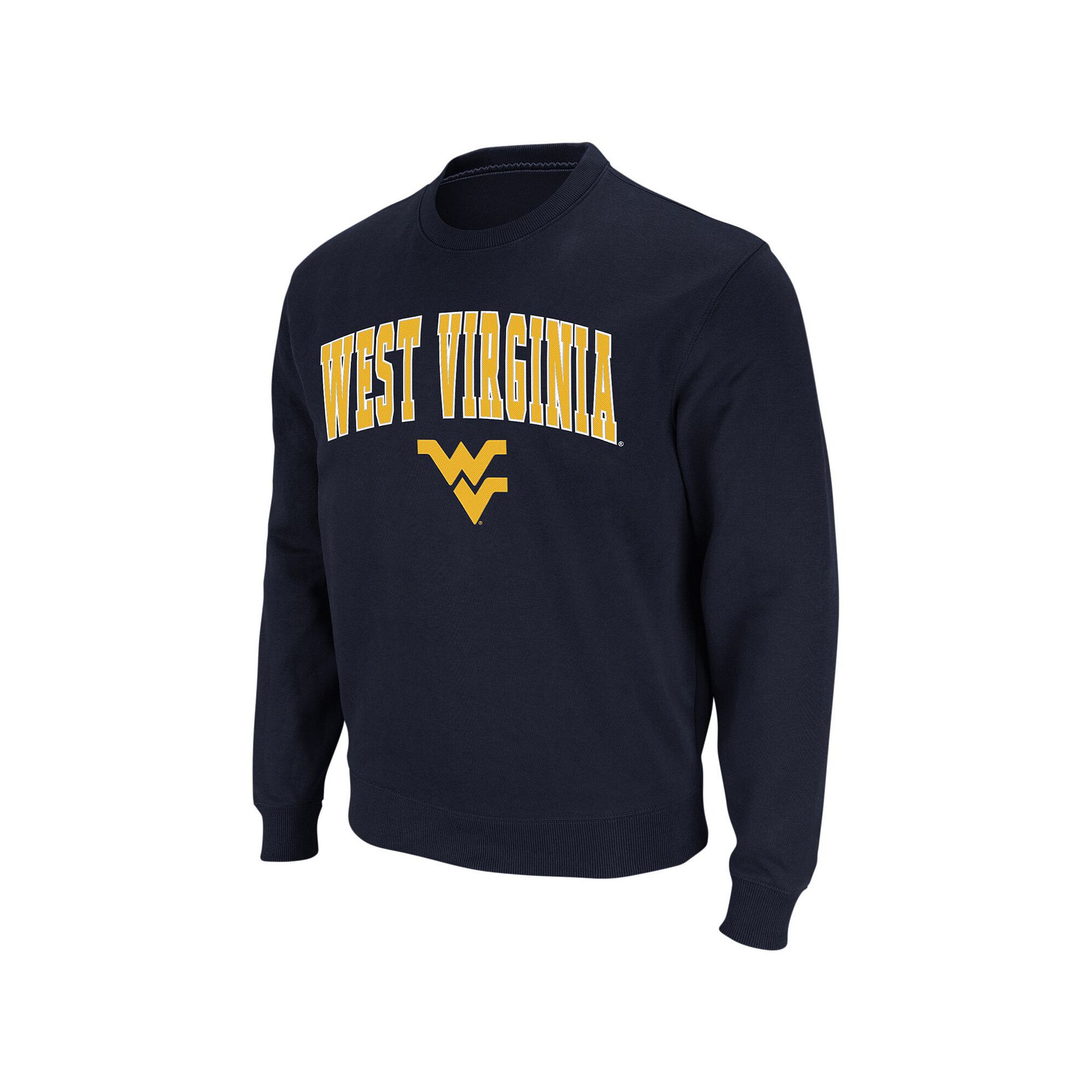 Mens Colosseum Navy West Virginia Mountaineers Arch & Logo Crew Neck Sweat