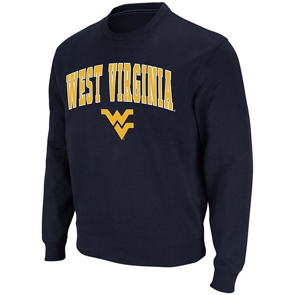 Men's Colosseum Navy West Virginia Mountaineers Arch u0026 Logo Crew Neck  Sweatshirt
