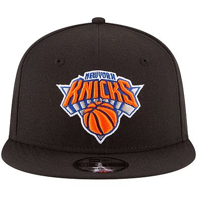 Men's New Era Black New York Knicks Official Team Color 9FIFTY Adjustable Snapback Hat