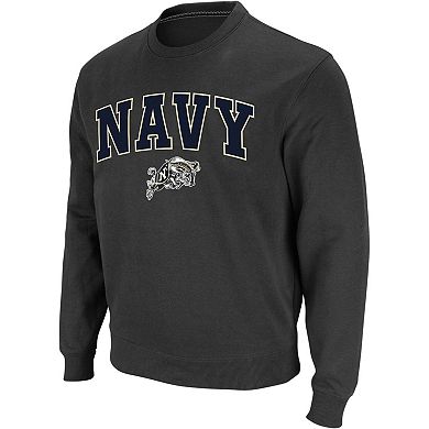 Men's Colosseum Charcoal Navy Midshipmen Arch & Logo Crew Neck Sweatshirt