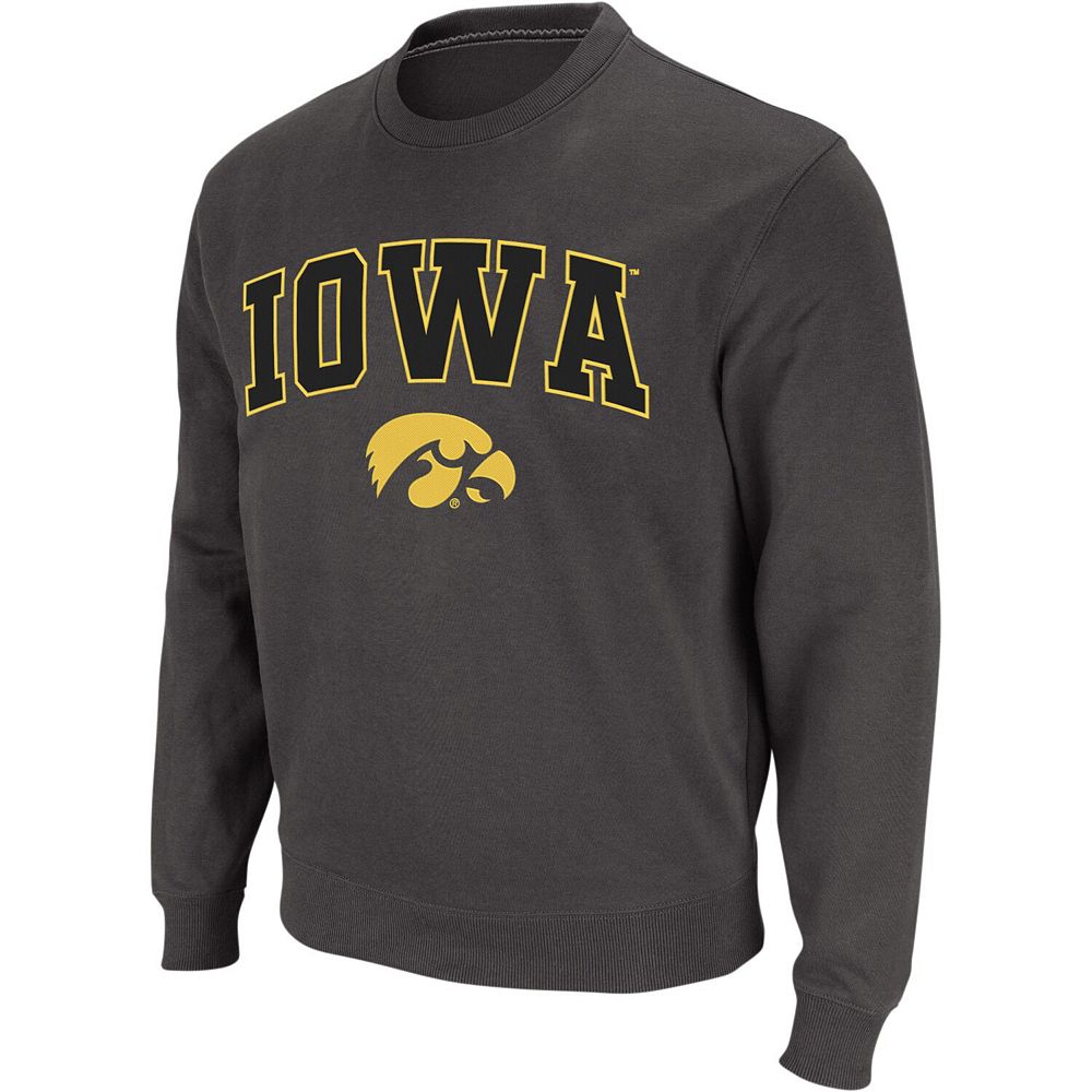 Men's Colosseum Charcoal Iowa Hawkeyes Arch & Logo Crew Neck