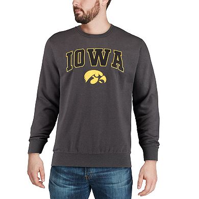 Men's Colosseum Charcoal Iowa Hawkeyes Arch & Logo Crew Neck Sweatshirt