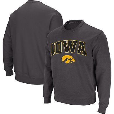 Men's Colosseum Charcoal Iowa Hawkeyes Arch & Logo Crew Neck Sweatshirt
