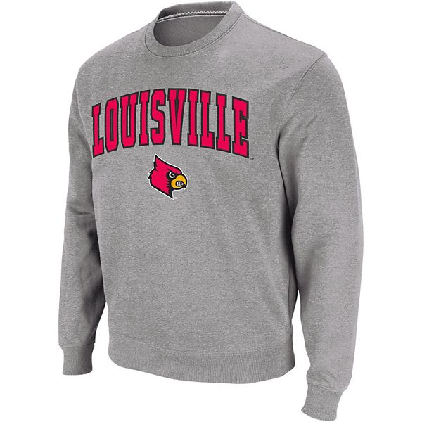Men's Colosseum White Louisville Cardinals Arch & Logo Crew Neck Sweatshirt