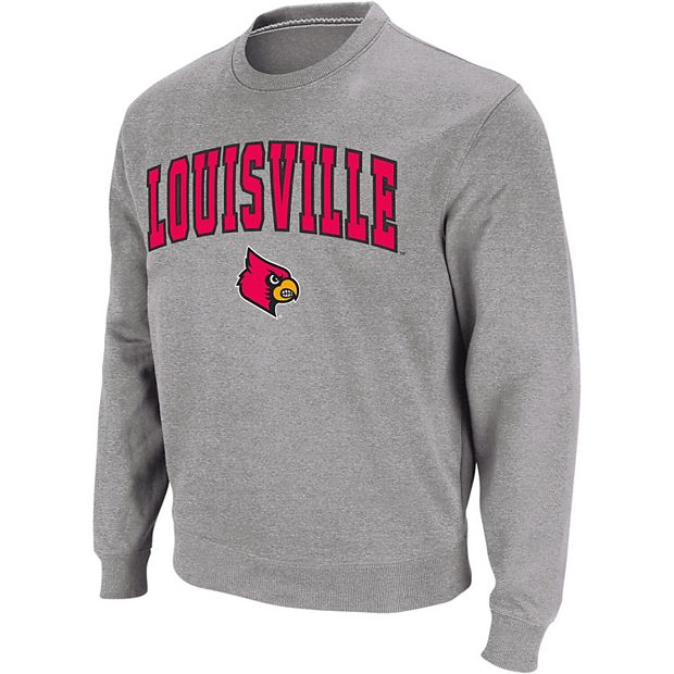Men's Colosseum Black Louisville Cardinals Arch & Logo Crew Neck Sweatshirt