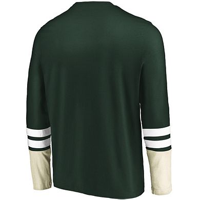 Men's Majestic Green/White Minnesota Wild 5 Minute Major Tri-Blend Long Sleeve T-Shirt