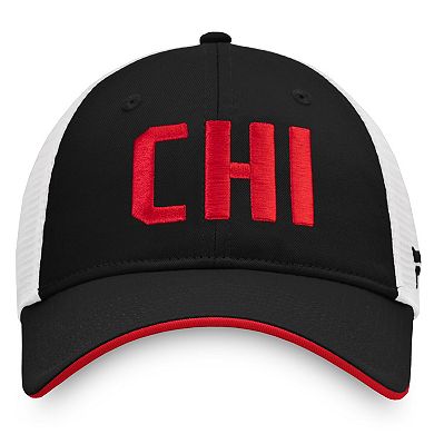 Women's Fanatics Branded Black/White Chicago Blackhawks Iconic Trucker Adjustable Hat