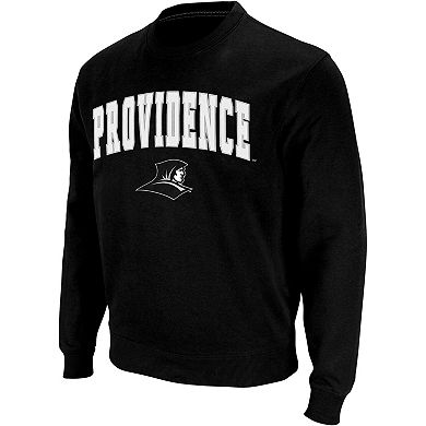 Men's Colosseum Black Providence Friars Arch & Logo Crew Neck Sweatshirt