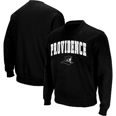 Men's Colosseum Black Providence Friars Arch & Logo Crew Neck Sweatshirt