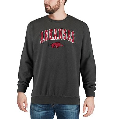 Men's Colosseum Charcoal Arkansas Razorbacks Arch & Logo Crew Neck Sweatshirt