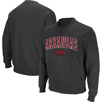 Men's Colosseum Charcoal Arkansas Razorbacks Arch & Logo Crew Neck Sweatshirt
