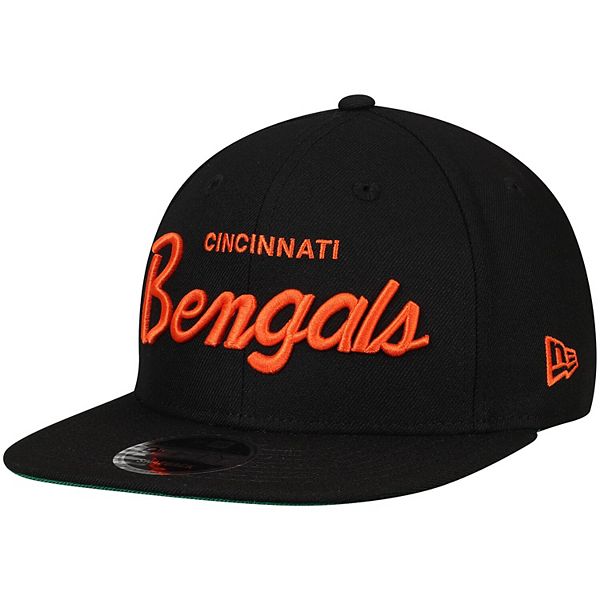 Bling Crystal Cincinnati Bengals Script Black Adjustable Hat 