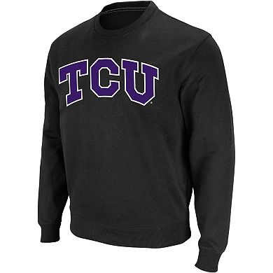 Men's Colosseum Black TCU Horned Frogs Arch & Logo Crew Neck Sweatshirt