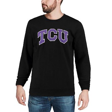 Men's Colosseum Black TCU Horned Frogs Arch & Logo Crew Neck Sweatshirt