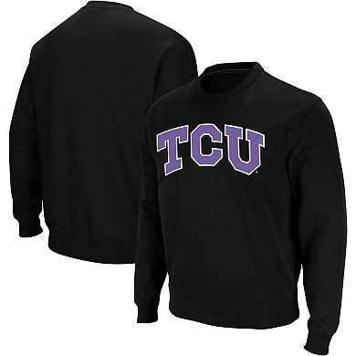 Men's Colosseum Black TCU Horned Frogs Arch & Logo Crew Neck Sweatshirt