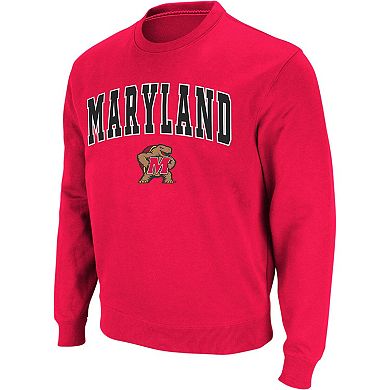 Men's Colosseum Red Maryland Terrapins Arch & Logo Crew Neck Sweatshirt