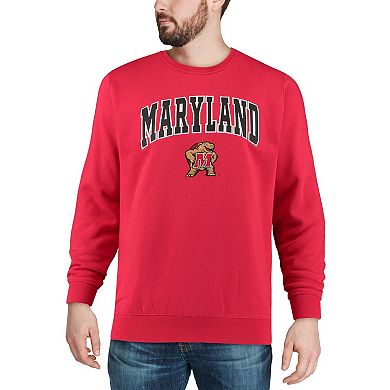 Men's Colosseum Red Maryland Terrapins Arch & Logo Crew Neck Sweatshirt