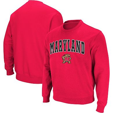 Men's Colosseum Red Maryland Terrapins Arch & Logo Crew Neck Sweatshirt