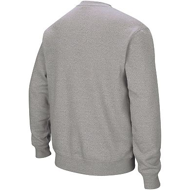Men's Colosseum Heather Gray NC State Wolfpack Arch & Logo Crew Neck Sweatshirt