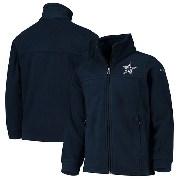 Youth Columbia Navy Dallas Cowboys Logo Flanker II Fleece Full-Zip Jacket