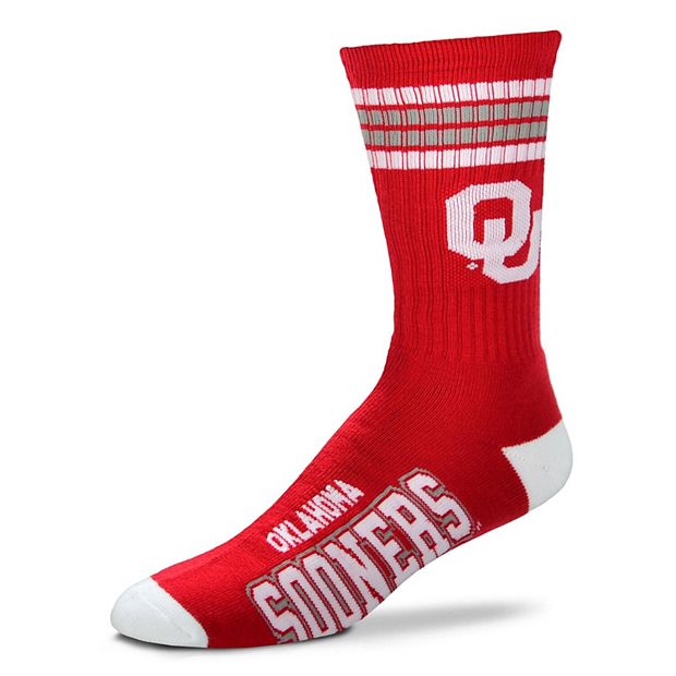 Men's For Bare Feet Oklahoma Sooners 4-Stripe Deuce Performance Crew Socks