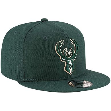 Men's New Era Hunter Green Milwaukee Bucks Official Team Color 9FIFTY Adjustable Snapback Hat