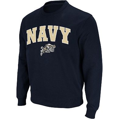 Men's Colosseum Navy Navy Midshipmen Arch & Logo Crew Neck Sweatshirt