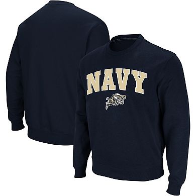 Men's Colosseum Navy Navy Midshipmen Arch & Logo Crew Neck Sweatshirt