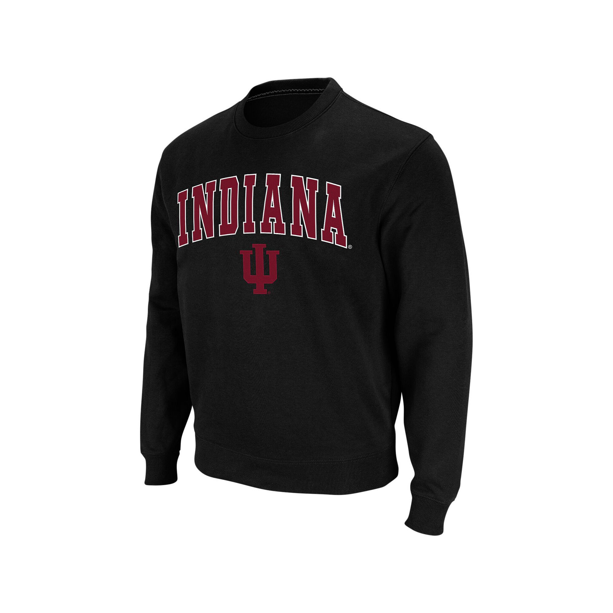 Mens Colosseum Black Indiana Hoosiers Arch & Logo Crew Neck Sweatshirt, Si