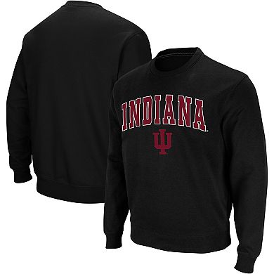 Men's Colosseum Black Indiana Hoosiers Arch & Logo Crew Neck Sweatshirt
