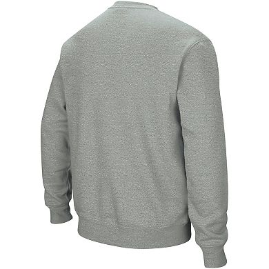 Men's Colosseum Heather Gray UConn Huskies Arch & Logo Crew Neck Sweatshirt