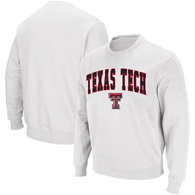 Men's Colosseum White Texas Tech Red Raiders Arch & Logo Crew Neck Sweatshirt