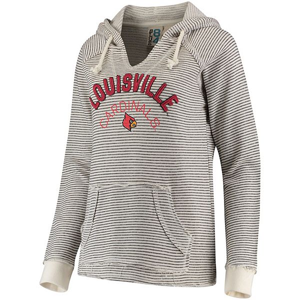 Women's Blue 84 Cream Louisville Cardinals Striped French Terry V
