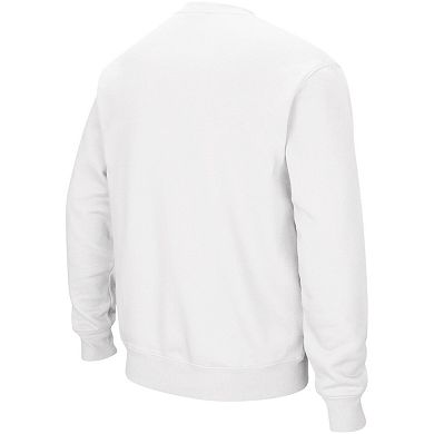 Men's Colosseum White LSU Tigers Arch & Logo Crew Neck Sweatshirt