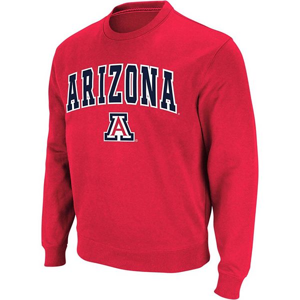 Men's Colosseum Red Arizona Wildcats Arch & Logo Crew Neck Sweatshirt