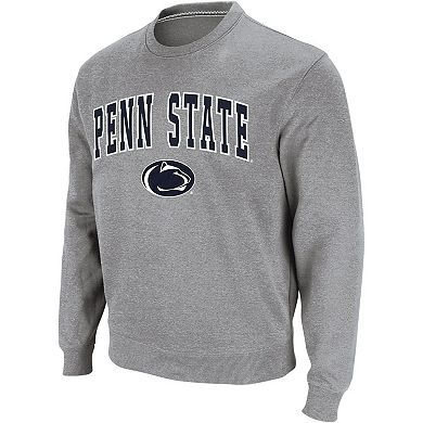 Men's Colosseum Heather Gray Penn State Nittany Lions Arch & Logo Crew Neck Sweatshirt
